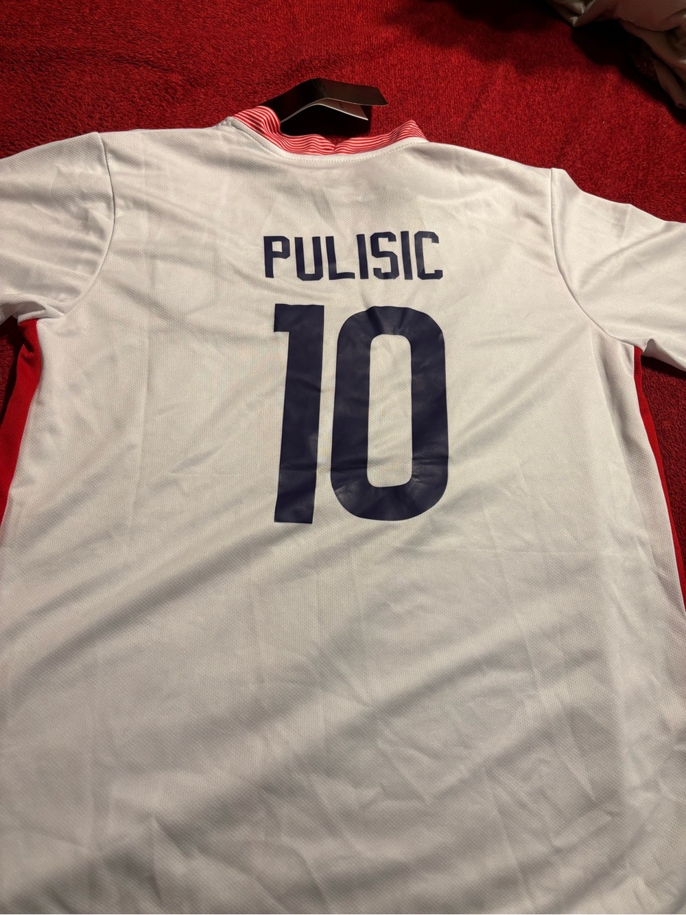 USA Pulisic 10 2022 Kids White Soccer Jersey with Navy and red Size 28/XL youth